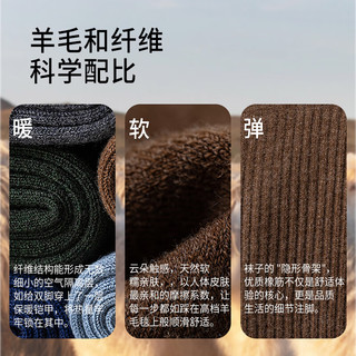 一宅一物男士保暖羊毛袜子加厚秋冬中筒袜精纺丝无骨缝不硌脚高弹力保暖袜 黑色+深灰+藏青+墨绿 均码 单针橡筋中筒袜