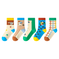 斑比潮袜2025秋冬季儿童袜子男童潮流宝宝棉袜春秋款中大童中筒袜 BB2587 秋冬儿童趣味个性袜 5双 8-11岁 脚码33-37码【20-22】
