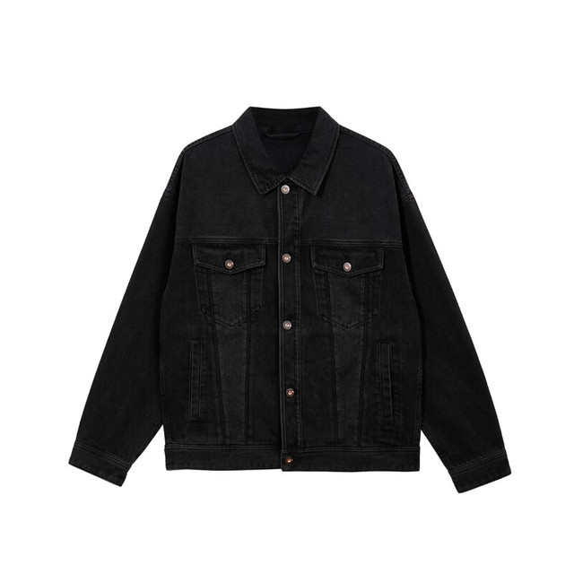 JACK&JONES 杰克琼斯 翻领休闲牛仔夹克外套 A16深灰牛仔