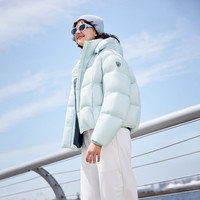 坦博尔泡芙羽绒服女短款2025时尚可脱卸帽保暖外套 泡芙蓝 XS