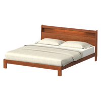 MUU主卧室家用实木床中古风1米8双人法式复古实木床头储物1米5床