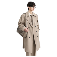 伯爵卓尔【发热抗皱】通勤英伦风衣男士长款设计2025秋装高级感外套 暴雨灰 S (165)