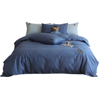 TEENIE WEENIE小熊A类纯棉床上四件套100%全棉水洗棉双人加大床单被套 2.0m床 被套220*240cm 深蓝+蓝