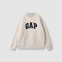 Gap 男女同款！仿羊羔绒贴布绣抓绒卫衣