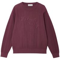 杰克·琼斯(JACK&JONES)男装冬季时尚潮百搭舒适休闲字母织花针织衫宽松毛衣男224413012 E14梅酒色 L 180