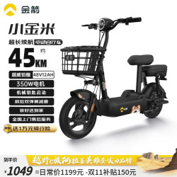 金箭 电动自行车小金米S 48V12Ah铅酸电池续航45公里上班代步小电驴电瓶车 黑色 精致黑