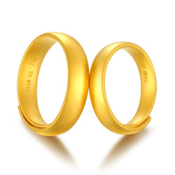 百年福牌 足金999实心结婚对戒 男戒约10g