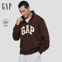 Gap 男女装logo抓绒半拉链立领宽松卫衣 170/92A