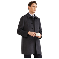 雅戈尔（YOUNGOR）男装大衣男单排扣外套修身版商务大衣羊毛混纺羽绒内胆 VYSY015110CFY灰色 XL 180/100A
