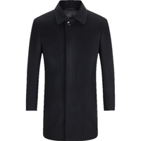 雅戈尔（YOUNGOR）男装大衣男单排扣外套修身版商务大衣羊毛混纺羽绒内胆 VYSY015110AFY黑色 M 170/92A