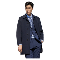 雅戈尔(YOUNGOR)男装大衣男单排扣外套修身版商务大衣羊毛混纺羽绒内胆 VYSY015110FFY藏青 M 170/92A