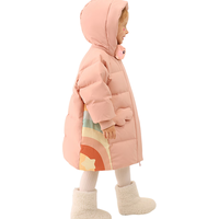 康博儿童羽绒服女童过年服宝宝洋气冬季加厚保暖防寒小童童装外套 粉色 110