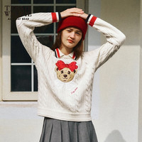 Teenie Weenie小熊女装简约时尚红色慵懒休闲毛衣针织女 象牙白 M 165