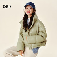 森马（Semir）羽绒服女短款立领小个子优雅温柔2024冬宽松仿皮外套107824113005 橄榄绿40809 M (160)