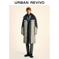 UR冬季男装时尚拼色多口袋宽松连帽羽绒服UMU140052 卡其 S