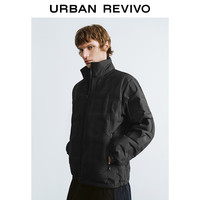 UR秋冬男装潮流满底压印拉链口袋羽绒服UMV140030 正黑 XL