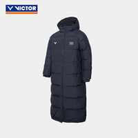 威克多(VICTOR)胜利2024新款羽毛球服加厚男女款中长款白鸭绒羽绒服时尚保暖防风 J-45702 C(黑色)中性款 XL