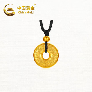 中国黄金（CHINA GOLD）吊坠平安扣古法足金转运挂坠刻心经编织绳男女同款生日节日礼物 挂坠（不支持七天无理由退换货） 8.54（含工费960元）