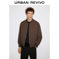 UR冬季男装轻熟水波纹绗缝宽松外套羽绒服UMM140001 深绿棕 M