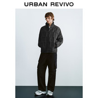 UR秋冬男装潮流满底压印拉链口袋羽绒服UMV140030 正黑 S