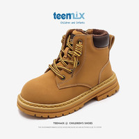 天美意(TEENMIX)童鞋儿童马丁靴女童2024新款春秋单靴男童大黄靴皮靴子中大童短靴