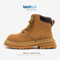 天美意(TEENMIX)童鞋儿童马丁靴女童2024春秋单靴男童大黄靴皮靴子中大童短靴 黄色(加绒) 35