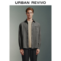 UR秋冬男装轻熟风贴袋纯色轻绒感开襟衬衫UMM240011 深灰 S