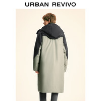 UR冬季新款男装时尚拼色多口袋宽松连帽羽绒服UU140052 卡其