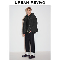 UR冬季男装时尚百搭超宽松按扣保暖羽绒服UMF140042 黑色 M(M-L)