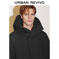 UR冬季男装时尚百搭超宽松按扣保暖羽绒服UMF140042 黑色 L(XL-XXL)