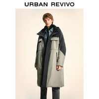 UR冬季男装时尚拼色多口袋宽松连帽羽绒服UMU140052 卡其 L