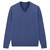 鄂尔多斯1980秋冬纯羊绒V领修身内搭羊绒衫 午夜蓝 M 170/92A