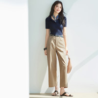 伊芙丽蒋欣代言百搭休闲POLO领修身针织衫女2025夏装新款通勤上衣女 100-110斤