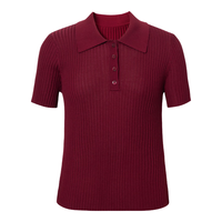 伊芙丽蒋欣代言百搭休闲POLO领修身针织衫女2025夏装通勤上衣女 琳琅红 S 80-100斤