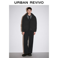 UR冬季新款男装时尚休闲保暖宽松连帽羽绒服UMF140051 正黑