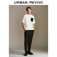 UR春季男装时尚前卫休闲撞色口袋圆领针织衫UMF940014 象牙白 S