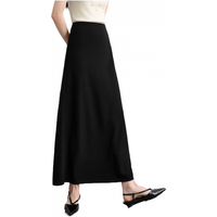 伊芙丽（eifini）蒋欣代言简约高质醋酸高包容度小A摆长半裙2025茶歇裙 黑色  L 120-135斤