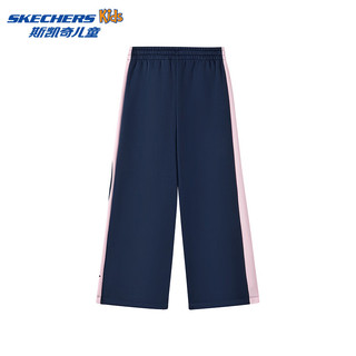 Skechers斯凯奇儿童加绒外套长裤套装男女童时尚百搭休闲运动童装L425K014 樱花粉/004K 140