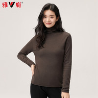 雅鹿羊毛衫女纯羊毛2025高领纯色时尚毛衣秋冬季打底针织衫内搭 栗咖色 XL