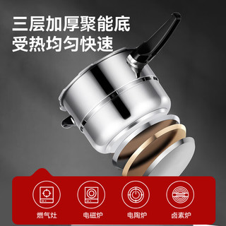 荣事达不锈钢高压锅燃气灶电磁炉通用压力锅小号快煮锅防爆家用锅具 明火电磁炉通用/3-4人/ 22cm 5L