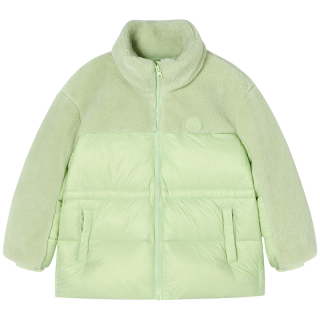 马骑顿 童装女大童冬装立领羽绒服 浅绿 130