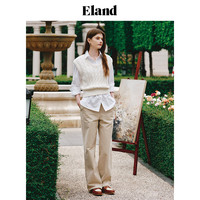 ELAND衣恋马甲女经典短款高收腰下摆绞花u领上衣2025早秋 象牙白/白色(39)Ivory M 165