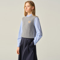 ELAND衣恋毛衣女时尚假两件长袖套头针织衫2025秋季 灰色(15)Grey S /160