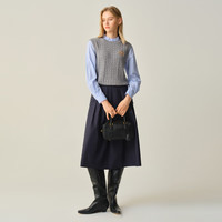 ELAND衣恋毛衣女时尚假两件长袖套头针织衫2025秋季 灰色(15)Grey L /170