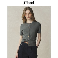 ELAND衣恋针织T恤女纯色甜美下摆罗纹合身短袖上衣2025夏季新款 E03(31)L/Yellow /165