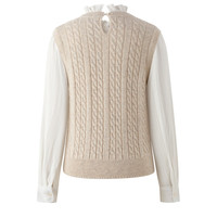 ELAND衣恋毛衣女时尚假两件长袖套头针织衫2025秋季 燕麦色(33)OATMEAL L /170
