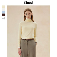 ELAND衣恋秋纯色高领长袖打底衫女紧身弹力T恤衫
