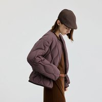 冰洁BINJORA 巴恩风2025冬季羽绒服女纯色短款保暖羽绒外套夹克 粉末可可 S 160/84A 【体重约50-65KG】