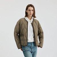 冰洁BINJORA 巴恩风2025冬季羽绒服女纯色短款保暖羽绒外套夹克 木影棕 XS 155/80A 【体重约45-60KG】