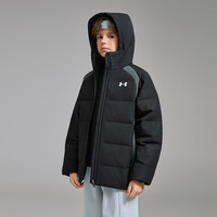 安德玛 童装25冬儿童羽绒服休闲短款运动男童鸭绒面包服外套-2 黑色